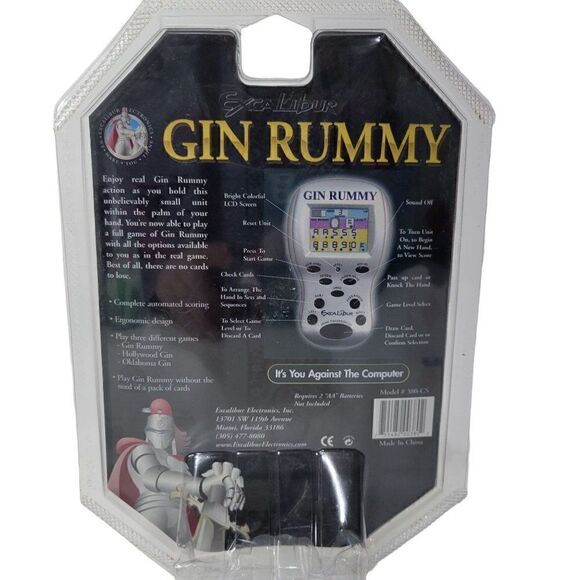 Excalibur Gin Rummy 380-CS Handheld Travel Game - Picture 2 of 4